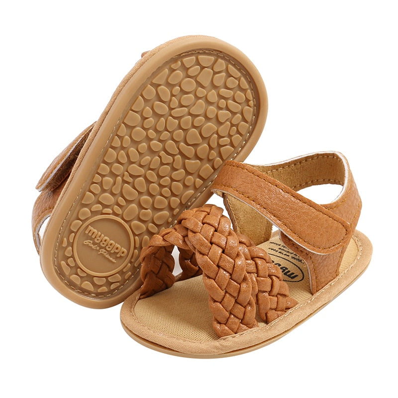 PU LEATHER BRAID SANDALS