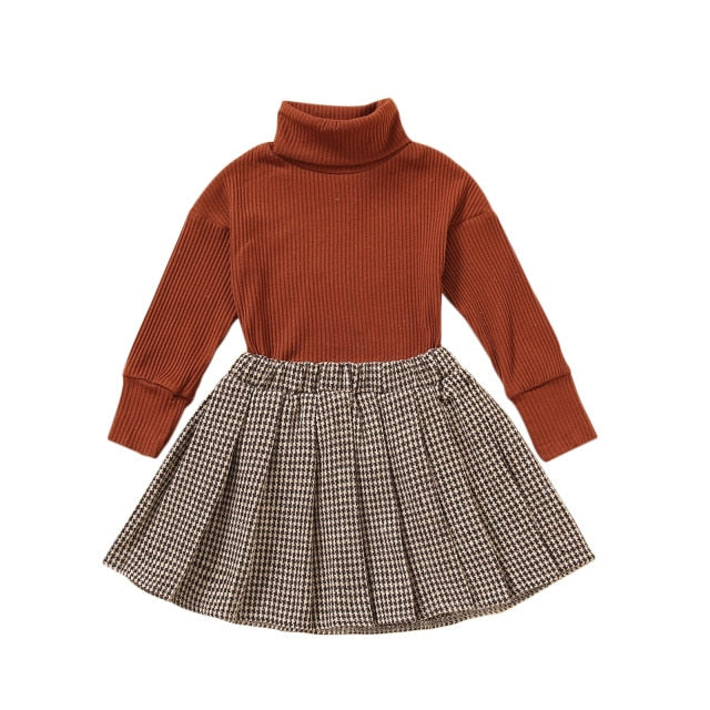 TURTLENECK PLEATED SKIRT SETS