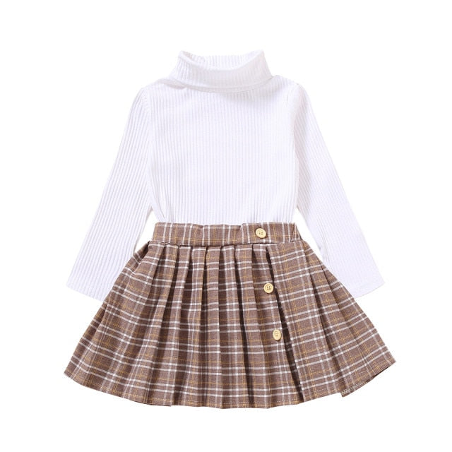 TURTLENECK PLEATED SKIRT SETS