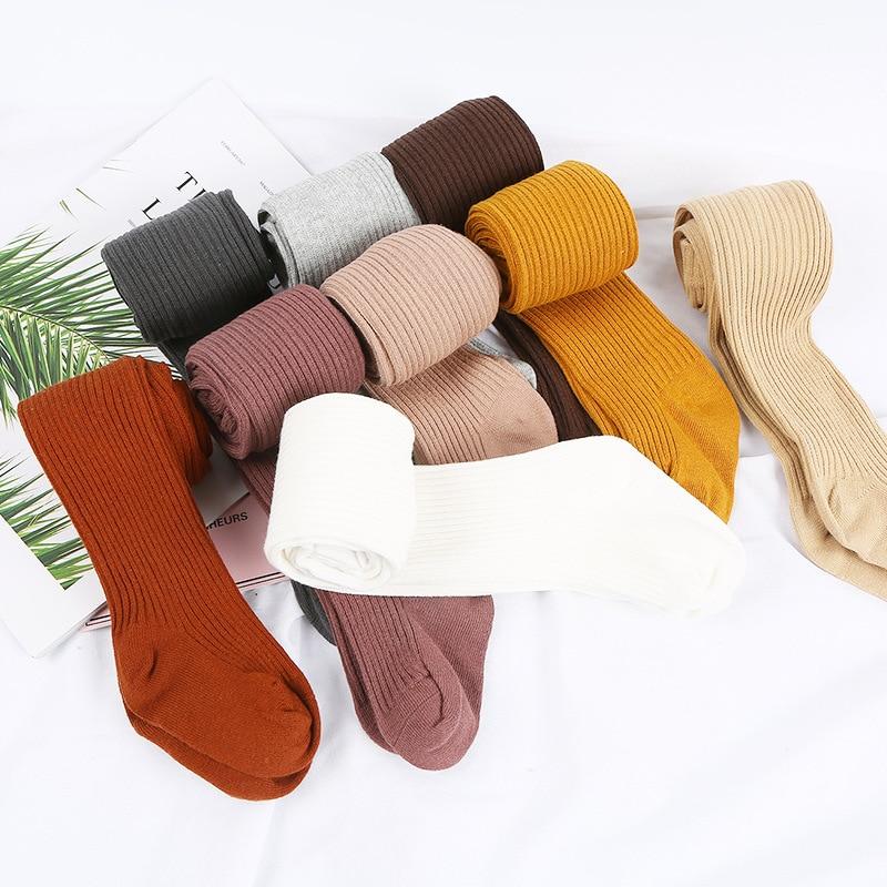 Solid Color Ribbed Tights