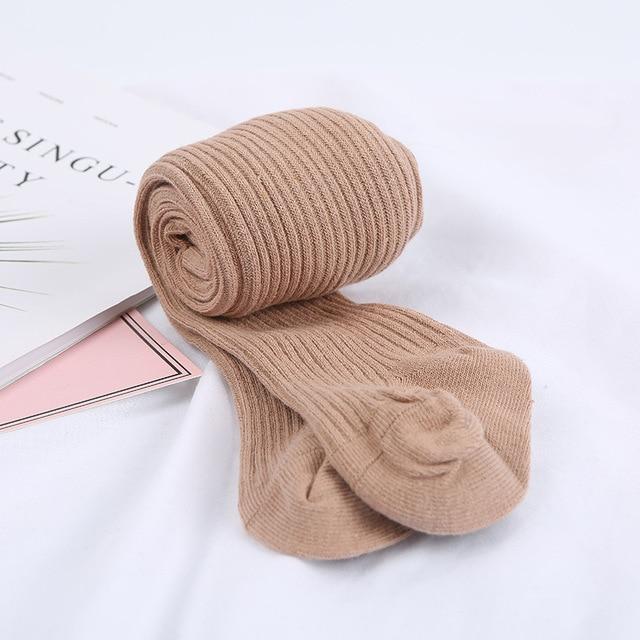 Solid Color Ribbed Tights