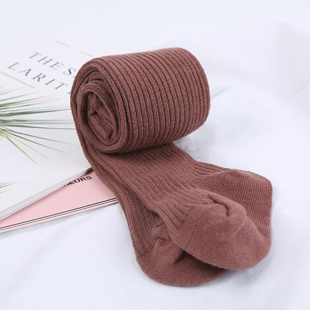 Solid Color Ribbed Tights