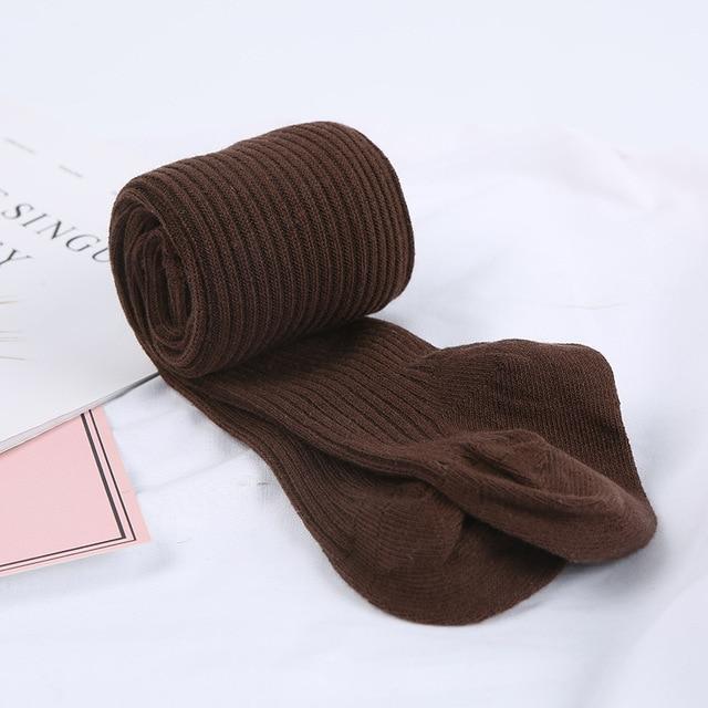 Solid Color Ribbed Tights