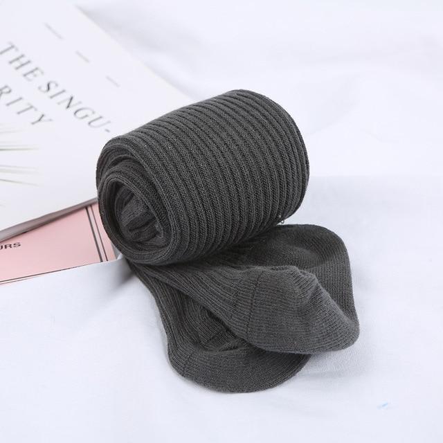 Solid Color Ribbed Tights